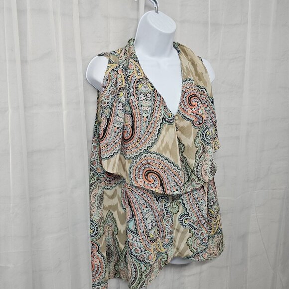 Sunny Leigh Blue Pink Paisley Animal Stripe Tank Boho Festival L - Picture 4 of 11